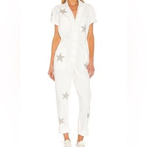 PISTOLA Grover short sleeve field suit- white! White jumpsuit with stars